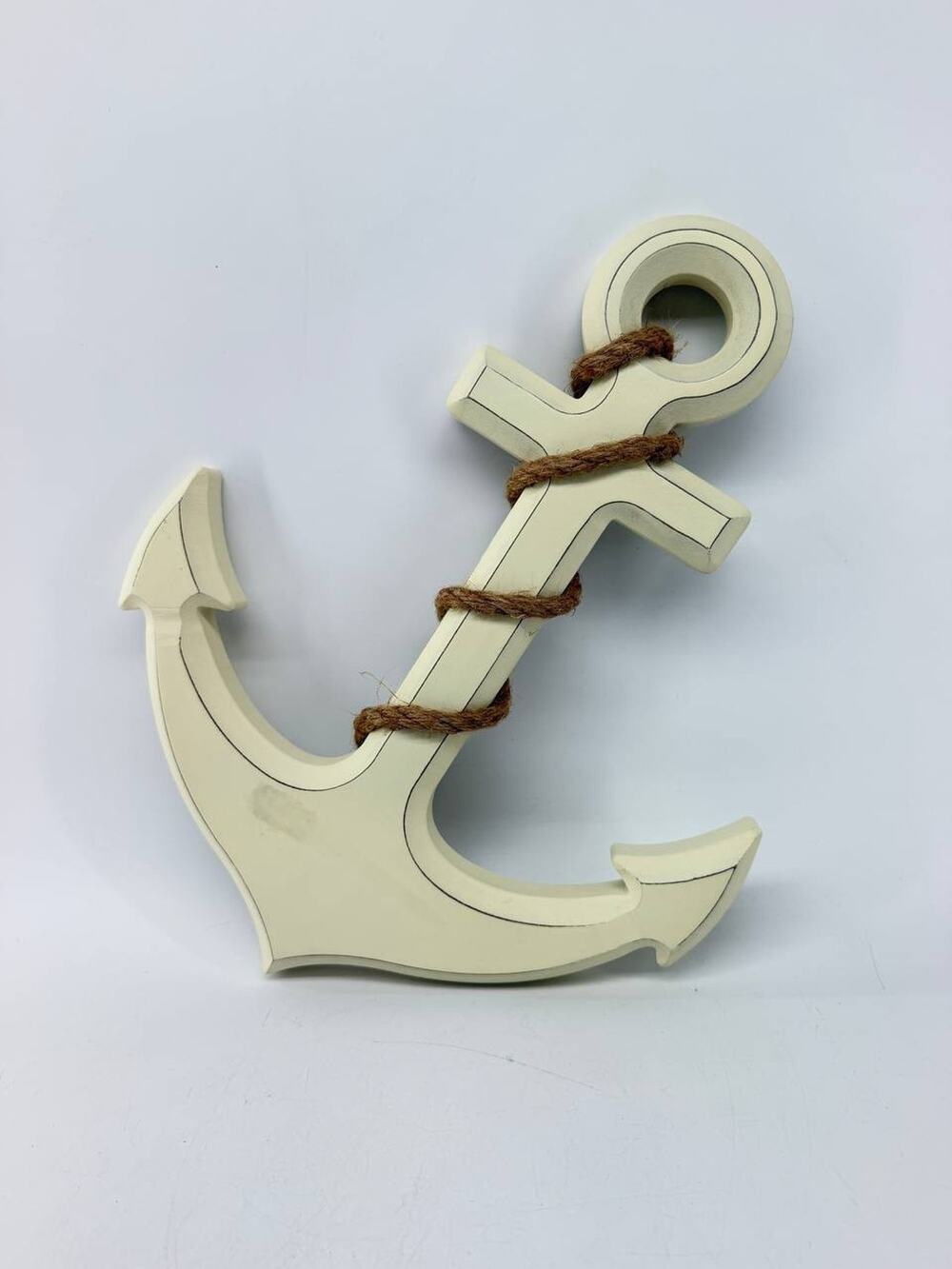 Sonoma Goods for Life Wooden Anchor Wall Decor Nautical Jute Rope Cream New
